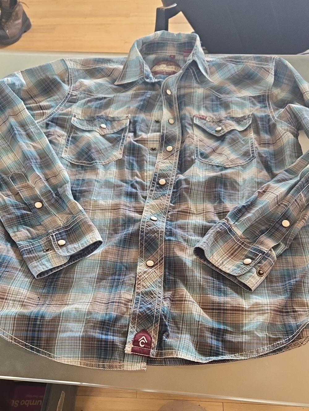 Casual Men's Plaid Button-Down Shirt - Blue and Brown